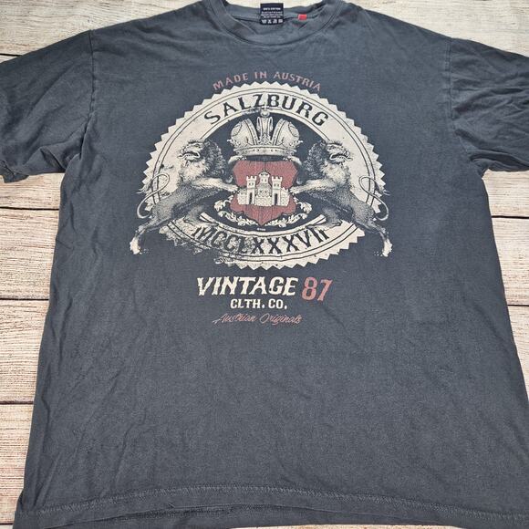 Men's Fox Originals Shirt Salzburg Clothing Co. Austria Size Large Faded Black - Picture 1 of 5